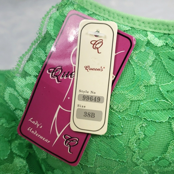 NWT Queen's Green lace Beautiful Bra Size 38B - Picture 6 of 9